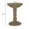 Outdoor Fiberglass Bird Bath in Gray Aged Granite Stone Finish