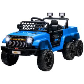 12V 4x4 Kids Electric Car w/ 2WD/4WD Switchable, Remote Control, Spring Suspension System, Back Trailer, Light Blue