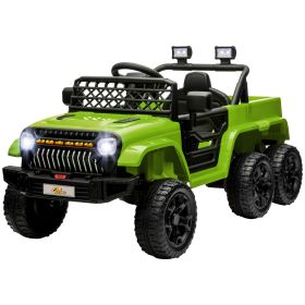 12V 4x4 Kids Electric Car w/ 2WD/4WD Switchable, Remote Control, Spring Suspension System, Back Trailer, Green