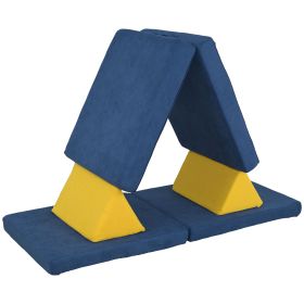 6 Pcs Kids Nugget Play Couch, Modular Play Sofa Set w/ Washable Cover, Creativing Couch Furniture for Playroom or Bedroom, Blue