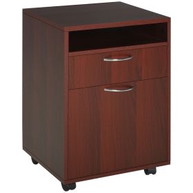 Mobile File Cabinet Organizer with Drawer Brown Printer Stand with Castors for Office