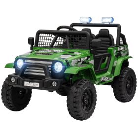 12V Ride on Car, Ride on Truck w/ Remote, 4 Suspension Wheels, 3 MPH Max Speeds, Music, Horn, Lights, Green