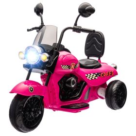 6V 3 Wheel Childs Electric Motorbike, Battery Operated Motorbike w/ Headlights, Music, Forward & Reverse, Pink