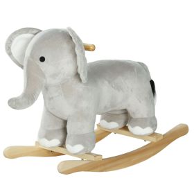 Kids Rocking Animal Elephant Rocker with Realistic Sounds, Plush Ride on Toy for 2-4 Years, Gray