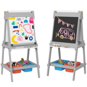 Art Easel, Easel for Kids with Paper Roll, Double Sided Whiteboard & Chalkboard for Toddlers Aged 3-8 Years Old, with Painting Paper Stand