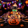 Halloween Resin Skeleton Figurine Candy Dish, Glowing Green Eye Design, Decorative Treat Bowl and Flameless Candle Display Holder for Entryway, Mantel