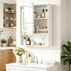 Recessed Or Wall Cabinet with Mirror 3 Color LED Lights  Bathroom Storage Organizer