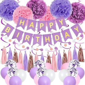 Pink Birthday Party Decorations for Women Girls with Happy Birthday Banner
