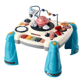 Baby Spacecraft Musical Table Toys for 1-3 Years Old, Learning Activity Desk with Space Theme & Soft-glow Star Projector & 60+ Sound Sources