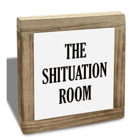 Funny Bathroom Decor Sign-The Situation Room, Toilet Humor Wooden Box Sign, Rustic Plaque Decoration for Home Office Desktop
