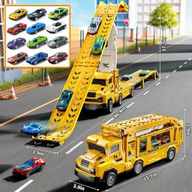 Toddler Car Truck Toys for 3 4 5 6 7 8 Years Old Boys, Transporter Truck Toy Track Set with 12 Die-Cast Car Toys