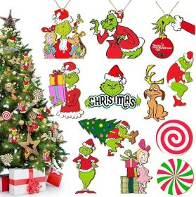Christmas Tree Decorations, 24 PCS Wood Christmas Tree Hanging Ornament Holiday Xmas Ornaments Xmas Decorations Decor Home Indoors