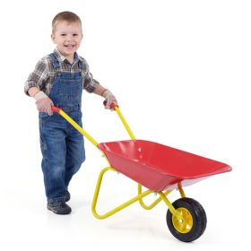 Kids Garden Play Cart Metal Wheelbarrow, Anti-Slip Handles No-Scratch Edges for Backyard Beach Use 31" x 18" x 14"