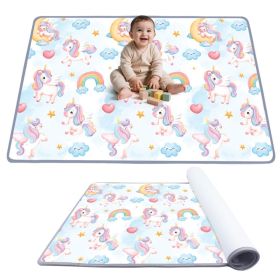 Waterproof Unicorn Print Baby Playpen Mat Roll-Up Portable Foam Mat for Indoor Outdoor Crawling & Playing