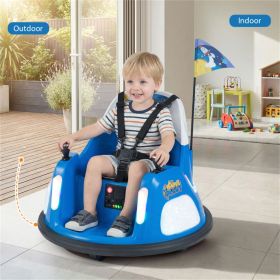 Blue 5-Point Seat Belt Kids Bumper Car with Flashing Lights & Music, Safe 0.7-1.2 MPH Ride-On Toy for Boys & Girls