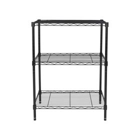 3-Tier Multipurpose Wire Shelving Rack, Black Color,750lbs Load Capacity