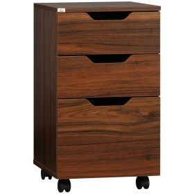 3 Drawer Mobile File Cabinet, Rolling Printer Stand, Vertical Filing Cabinet, Brown Wood Grain