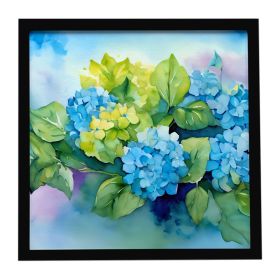 Hydrangeas in Watercolor Framed Metal Print Bathroom, Kitchen, Office, Home Decor Wall Art Ready to Hang, Square, 8X8