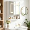 Recessed Or Wall Cabinet with Mirror 3 Color LED Lights  Bathroom Storage Organizer