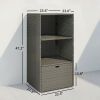 Valet Pool Towel Rack, Water-Resistant PE Plastic Rattan Wicker Storage Organizer, 2 Shelves, 1 Basket Drawer, Dark Gray