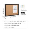 Cork Board, 24 x 18 inches, Double-sided Bulletin Board with MDF Sticker Frame, Vision Board Includes 10 Pushpins