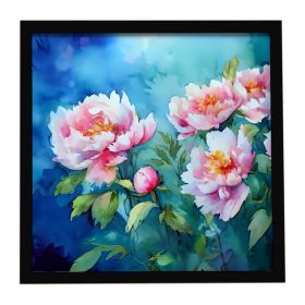 Peonies in Watercolor Framed Metal Print Bathroom, Kitchen, Office, Home Decor Wall Art Ready to Hang, Square, 8X8 (Default: Default)