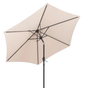 7.5FT Round Outdoor Patio Umbrella With Tilt Adjustment, Crank Lift System, 6 Iron Ribs & Iron Pole, Waterproof UV Protected Polyester Canopy, Kh (Option: Defaulttitle)