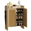 Shoe Cabinet Set, Large Capacity Shoe Storage Organizer Cabinet, Tall Rattan Shoe Cabinet with Doors and Shelves