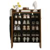 Shoe Cabinet Set, Large Capacity Shoe Storage Organizer Cabinet, Tall Rattan Shoe Cabinet with Doors and Shelves