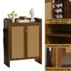 Shoe Cabinet Set, Large Capacity Shoe Storage Organizer Cabinet, Tall Rattan Shoe Cabinet with Doors and Shelves