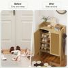 Shoe Cabinet Set, Large Capacity Shoe Storage Organizer Cabinet, Tall Rattan Shoe Cabinet with Doors and Shelves